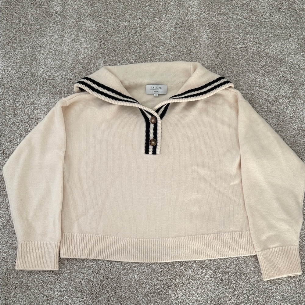 La Ligne Cream Sweater with Navy Accents